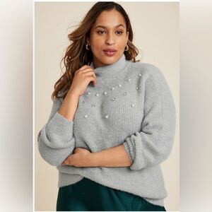 Maurices Embellished Mock Neck Sweater 2X